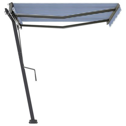 vidaXL Standmarkise Automatisch 350x250 cm Blau/Weiß