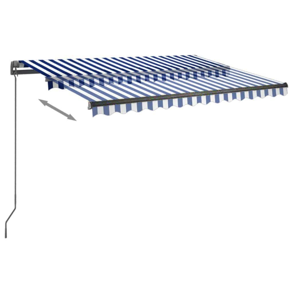 vidaXL Standmarkise Automatisch 350x250 cm Blau/Weiß
