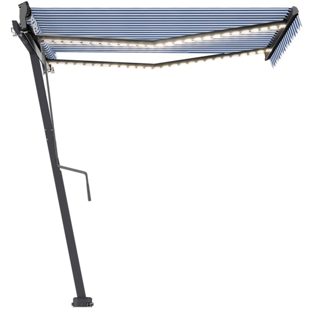 vidaXL Automatische Markise mit LED Windsensor 350x250 cm Blau Weiß