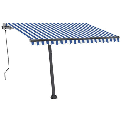 vidaXL Automatische Markise mit LED Windsensor 350x250 cm Blau Weiß