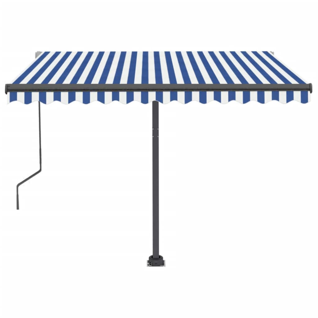 vidaXL Automatische Markise mit LED Windsensor 350x250 cm Blau Weiß