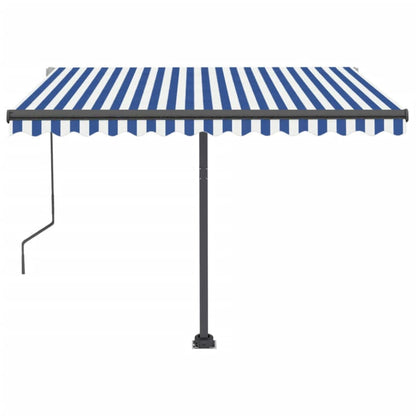 vidaXL Automatische Markise mit LED Windsensor 350x250 cm Blau Weiß
