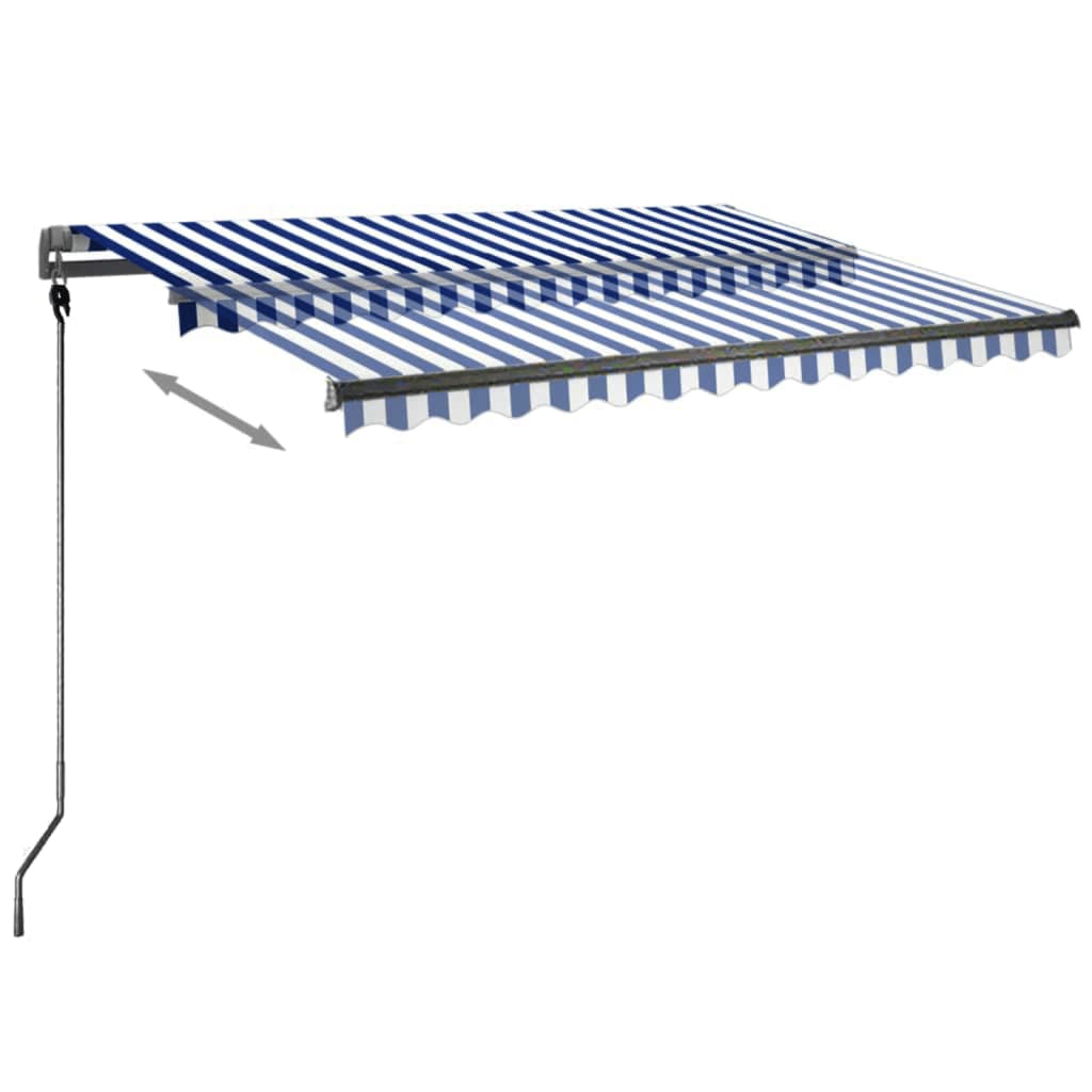 vidaXL Automatische Markise mit LED Windsensor 350x250 cm Blau Weiß
