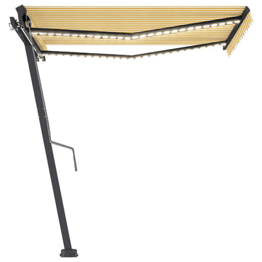 vidaXL Automatische Markise mit LED & Windsensor 350x250 cm Gelb/Weiß