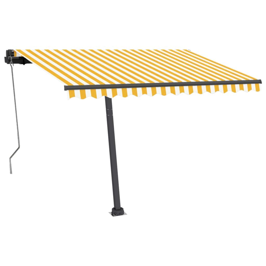 vidaXL Automatische Markise mit LED & Windsensor 350x250 cm Gelb/Weiß