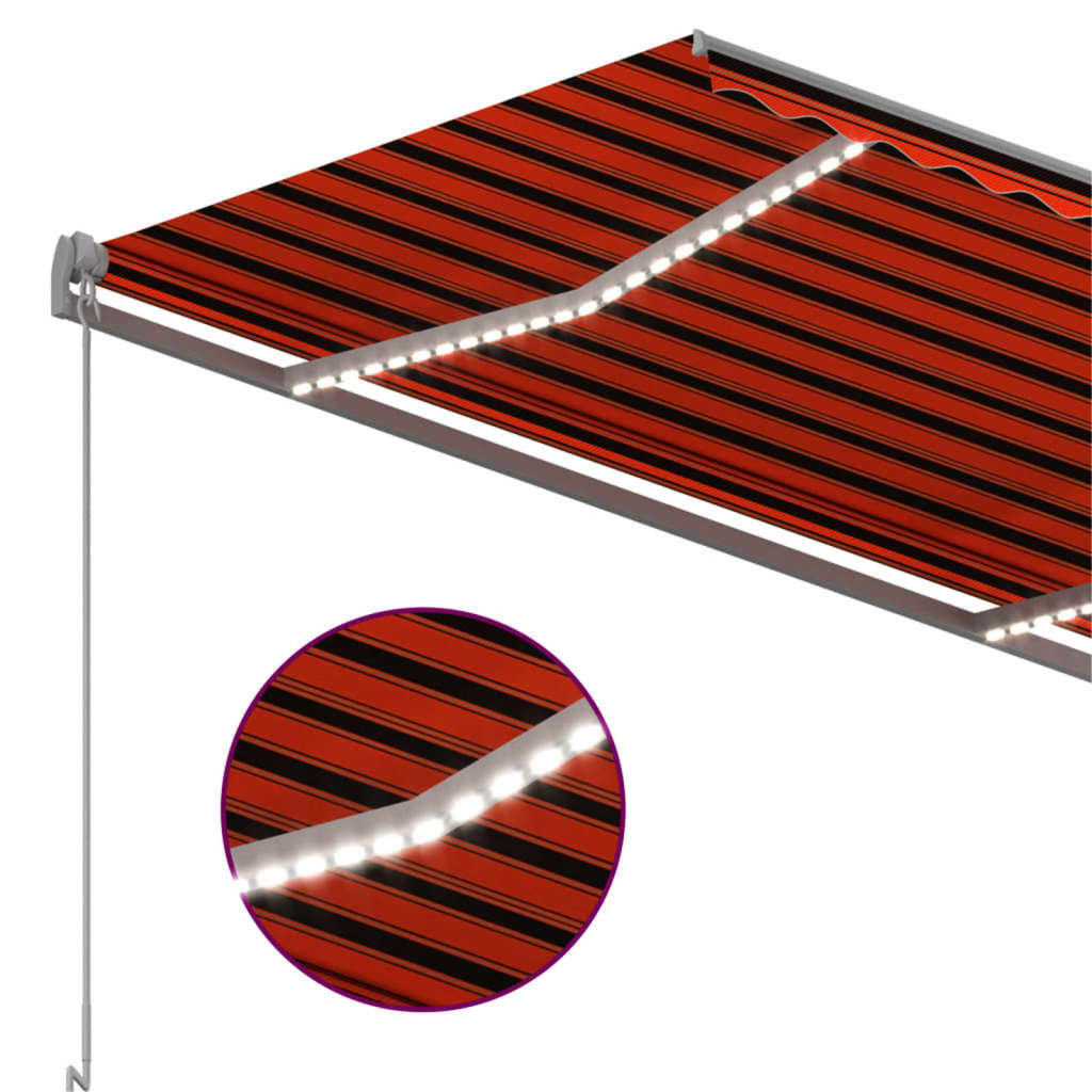vidaXL Automatische Markise mit LED Windsensor 350x250 cm Orange/Braun