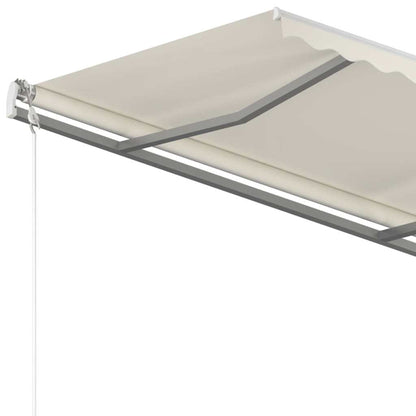 vidaXL Store banne manuel à enroulement avec poteaux 4x3 m Crème