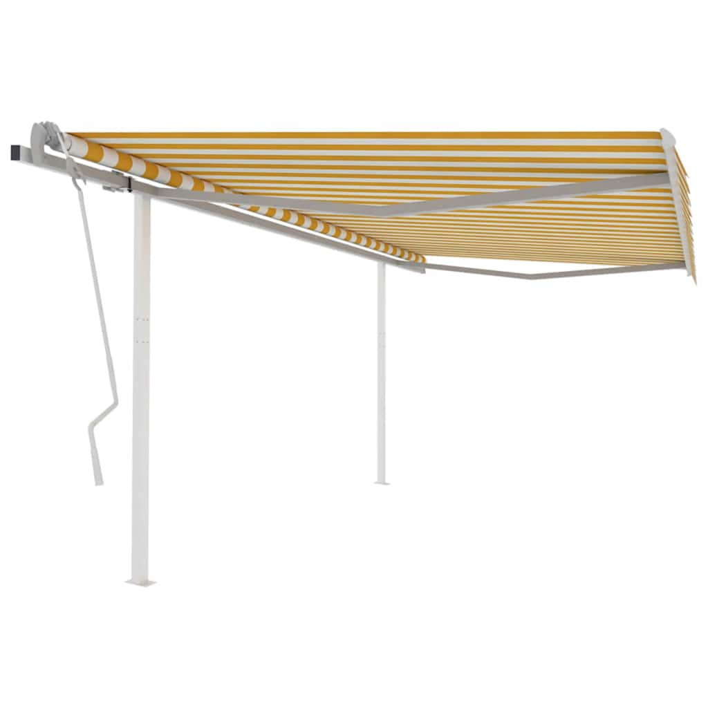 vidaXL Auvent Rétractable Manuel avec Poteaux 4x3 m Jaune et Blanc