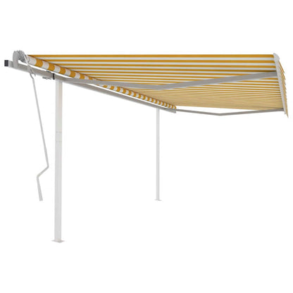 vidaXL Auvent Rétractable Manuel avec Poteaux 4x3 m Jaune et Blanc