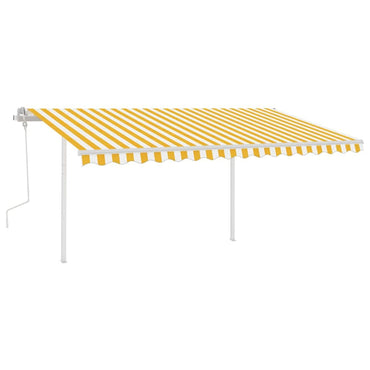 vidaXL Auvent Rétractable Manuel avec Poteaux 4x3 m Jaune et Blanc