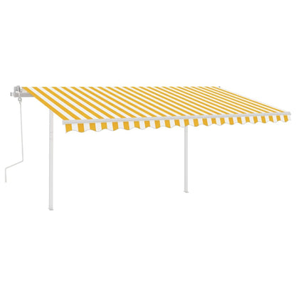 vidaXL Auvent Rétractable Manuel avec Poteaux 4x3 m Jaune et Blanc