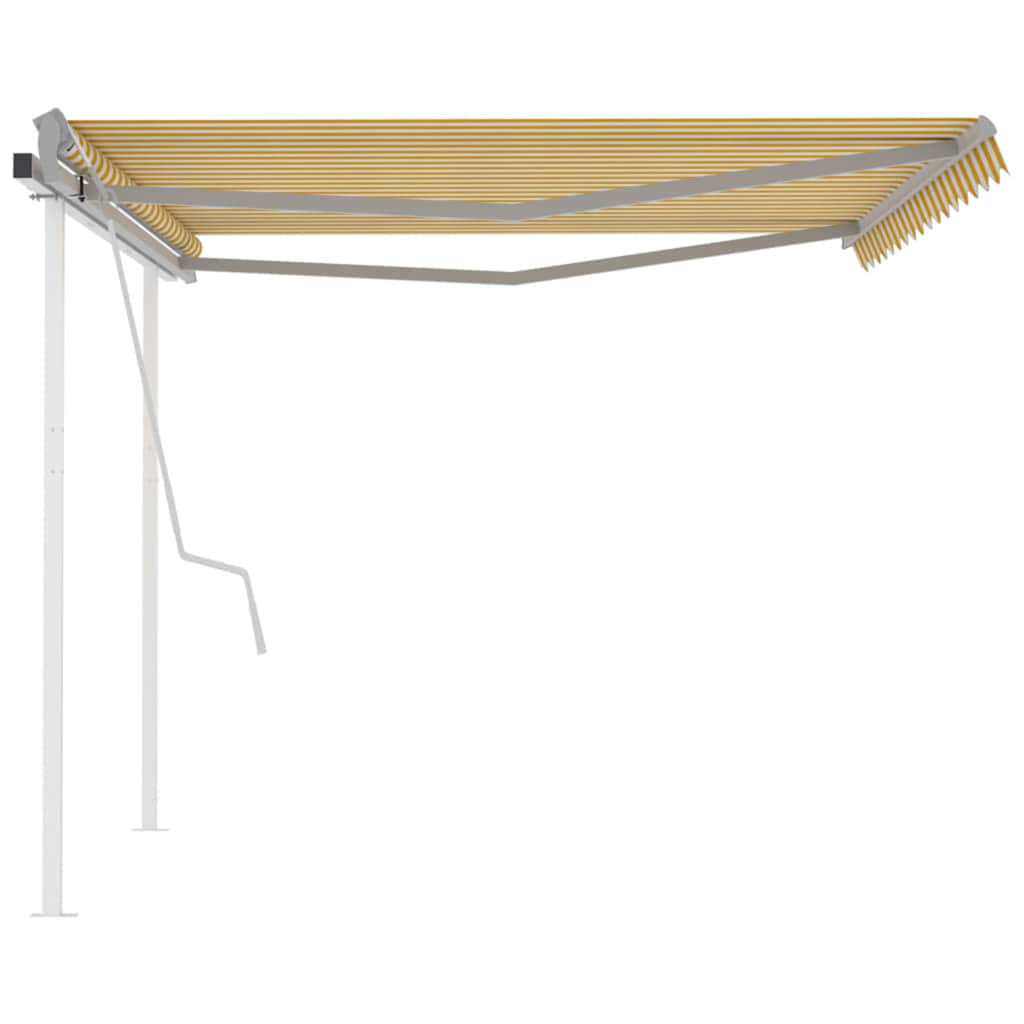vidaXL Auvent Rétractable Manuel avec Poteaux 4x3 m Jaune et Blanc