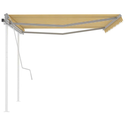 vidaXL Auvent Rétractable Manuel avec Poteaux 4x3 m Jaune et Blanc