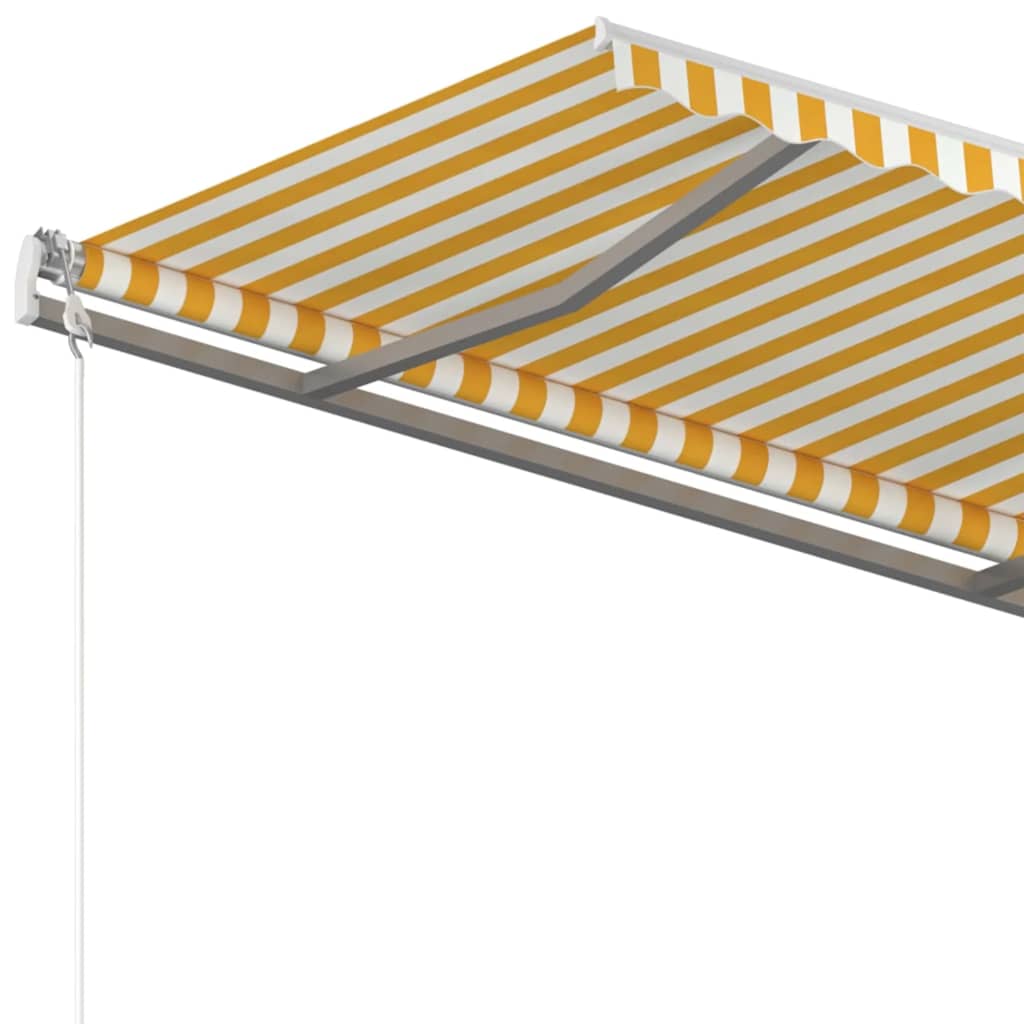 vidaXL Auvent Rétractable Manuel avec Poteaux 4x3 m Jaune et Blanc