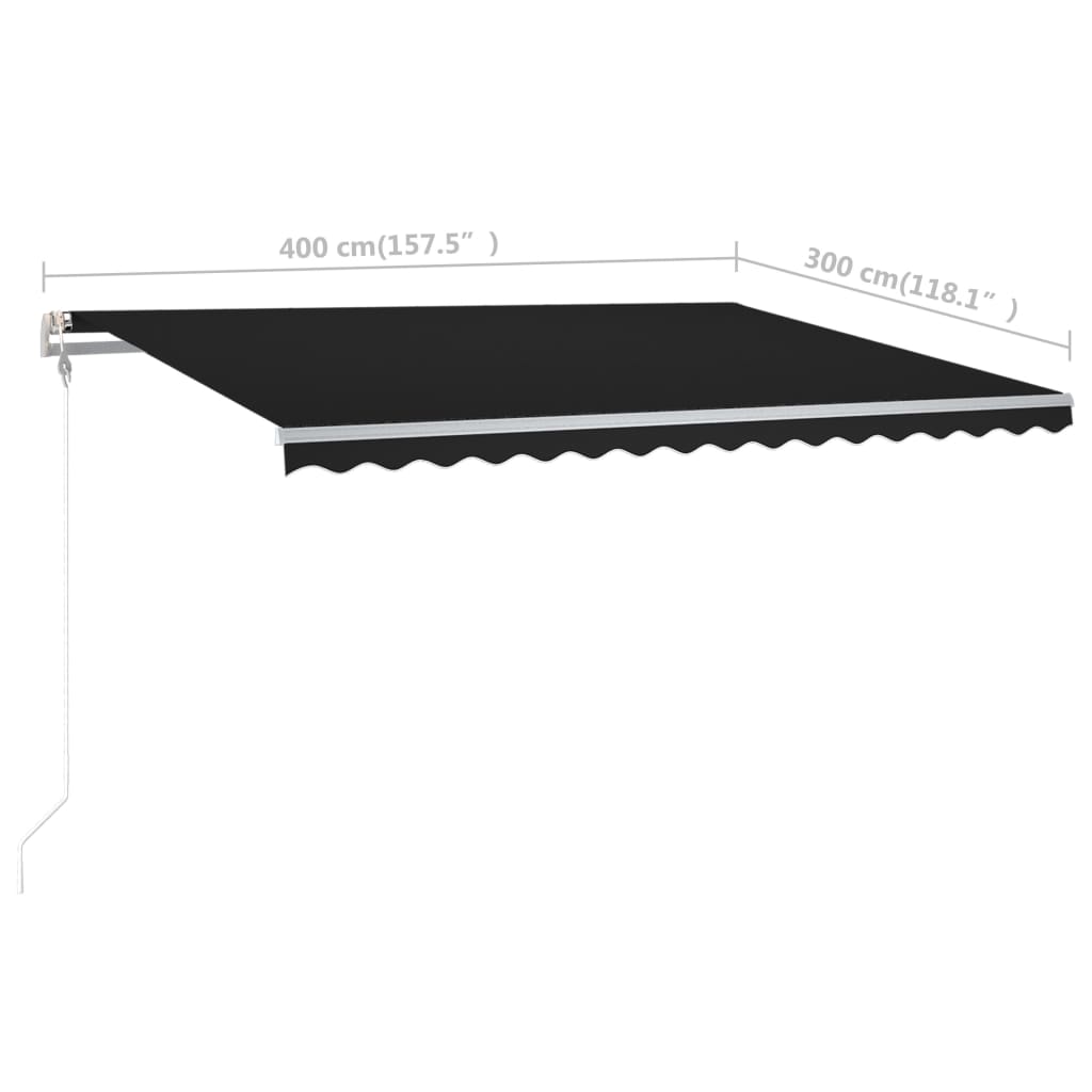 vidaXL Auvent Rétractable Manuellement avec Poteaux 4x3 m Anthracite