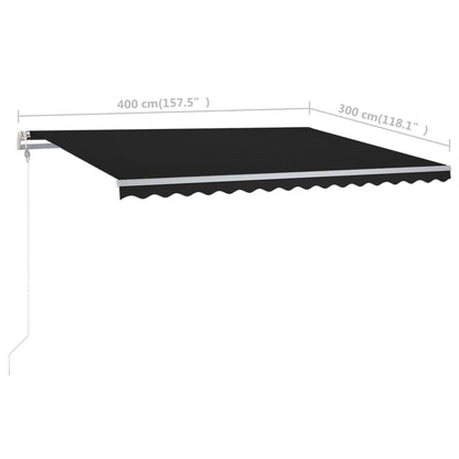 vidaXL Auvent Rétractable Manuellement avec Poteaux 4x3 m Anthracite