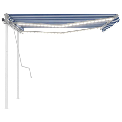 vidaXL Store banne manuel à LED 4x3 m Bleu et blanc