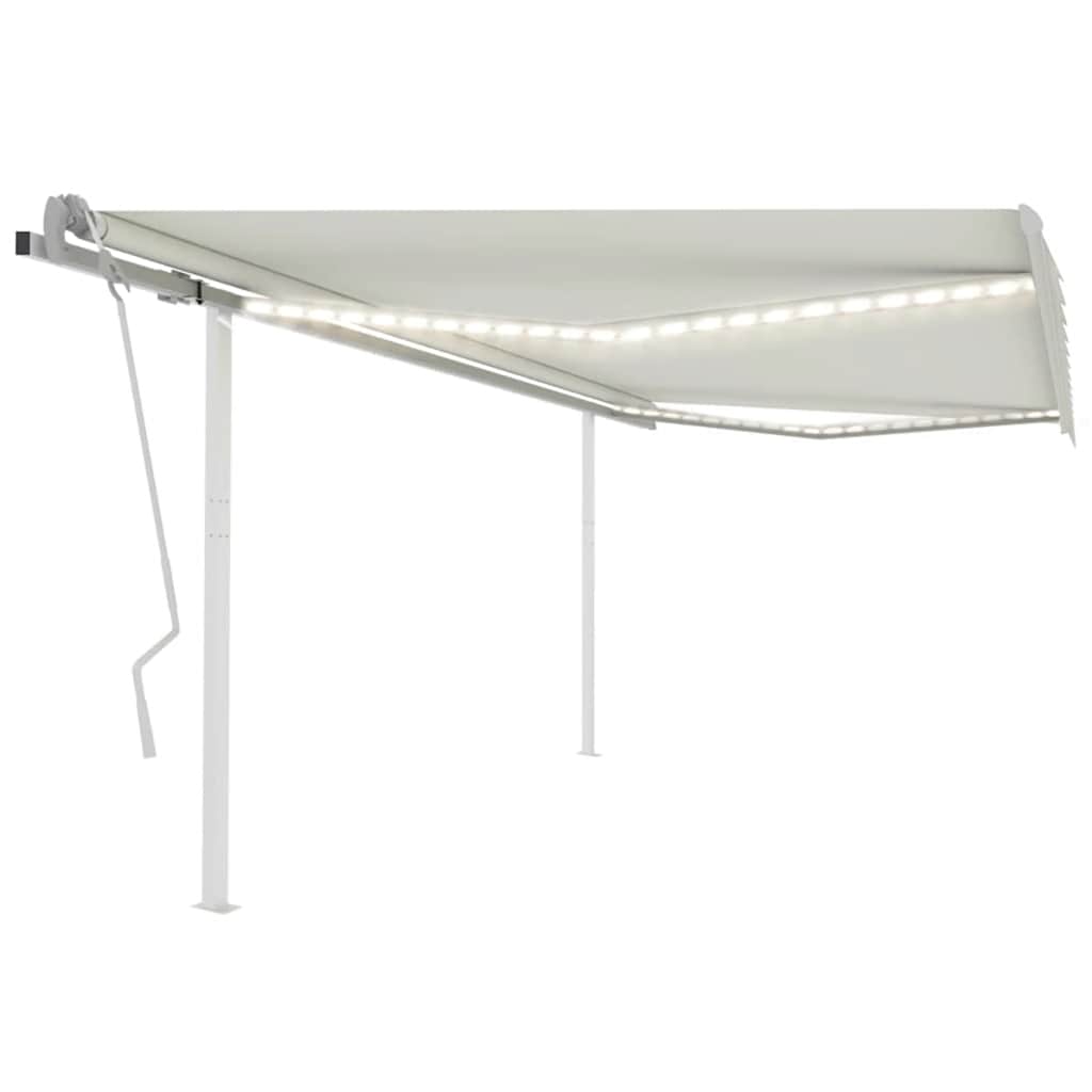 vidaXL Store manuel rétractable avec LED 4x3 m Crème