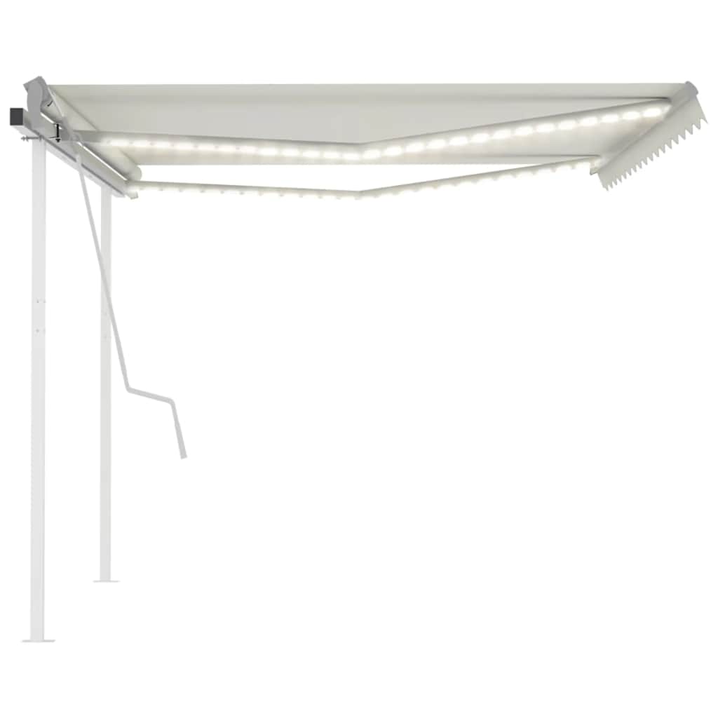 vidaXL Store manuel rétractable avec LED 4x3 m Crème