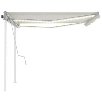 vidaXL Store manuel rétractable avec LED 4x3 m Crème