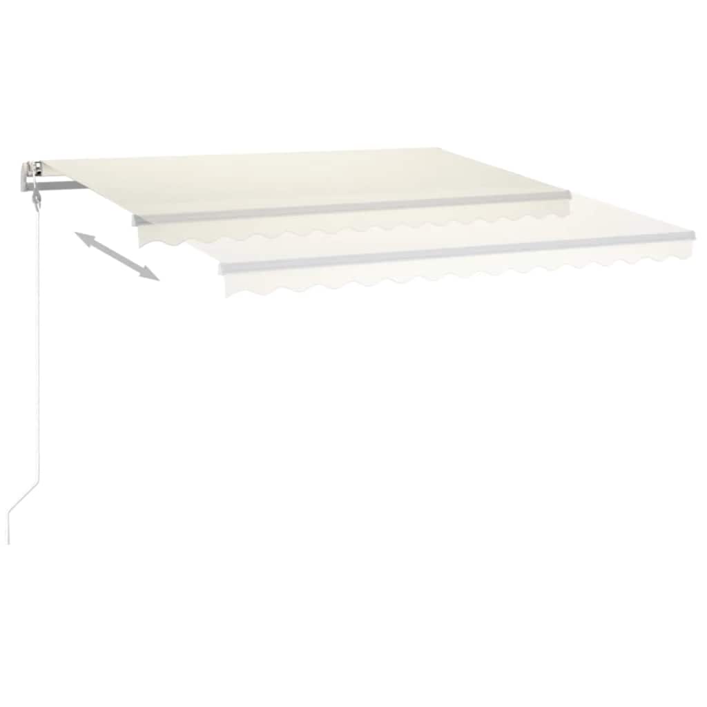 vidaXL Store manuel rétractable avec LED 4x3 m Crème