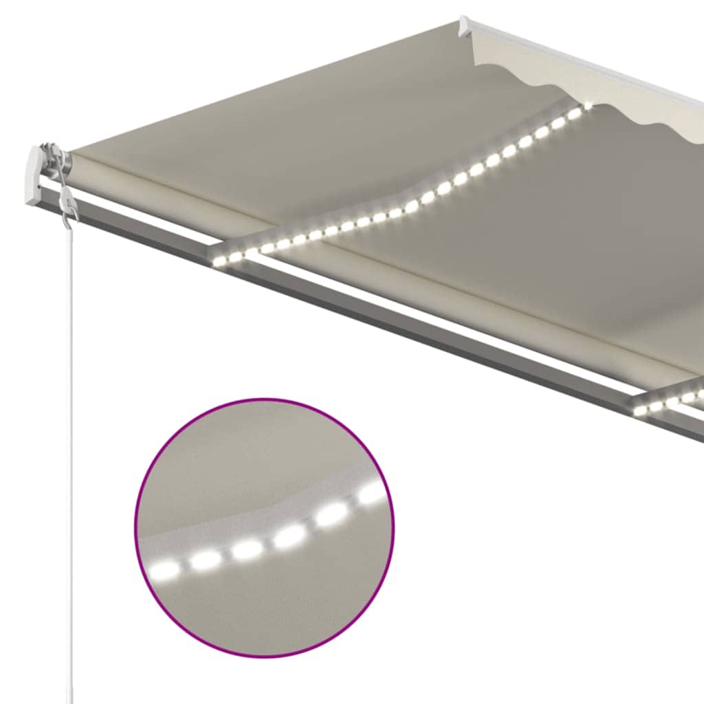 vidaXL Store manuel rétractable avec LED 4x3 m Crème