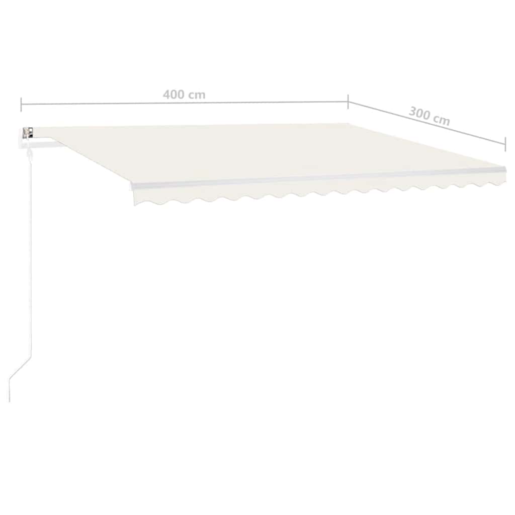 vidaXL Store manuel rétractable avec LED 4x3 m Crème