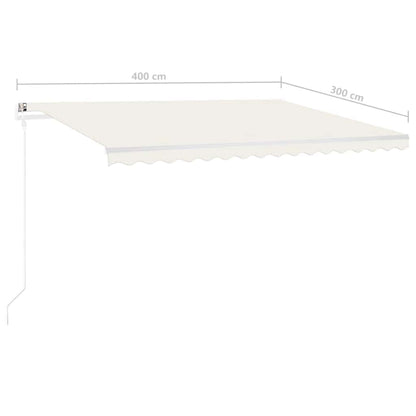 vidaXL Store manuel rétractable avec LED 4x3 m Crème