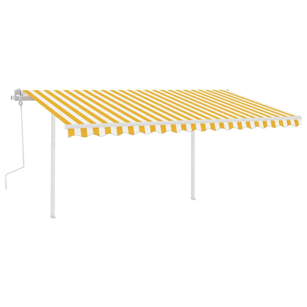 vidaXL Auvent rétractable manuel avec LED 4x3 m Jaune et Blanc