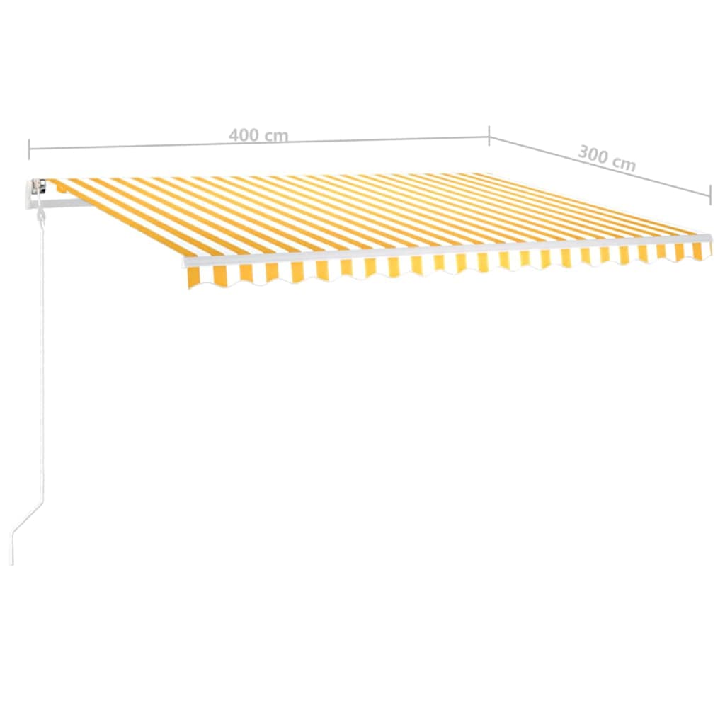 vidaXL Auvent rétractable manuel avec LED 4x3 m Jaune et Blanc