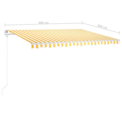 vidaXL Auvent rétractable manuel avec LED 4x3 m Jaune et Blanc
