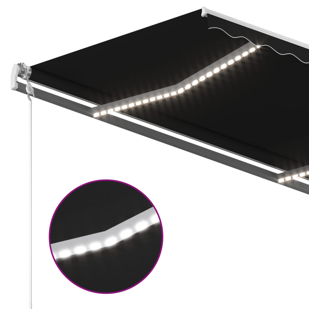 vidaXL Auvent rétractable manuel avec LED 4x3 m Anthracite