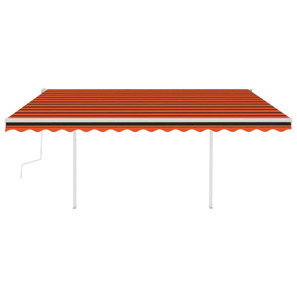 vidaXL Markise Manuell Einziehbar mit LED 4x3 m Orange Braun