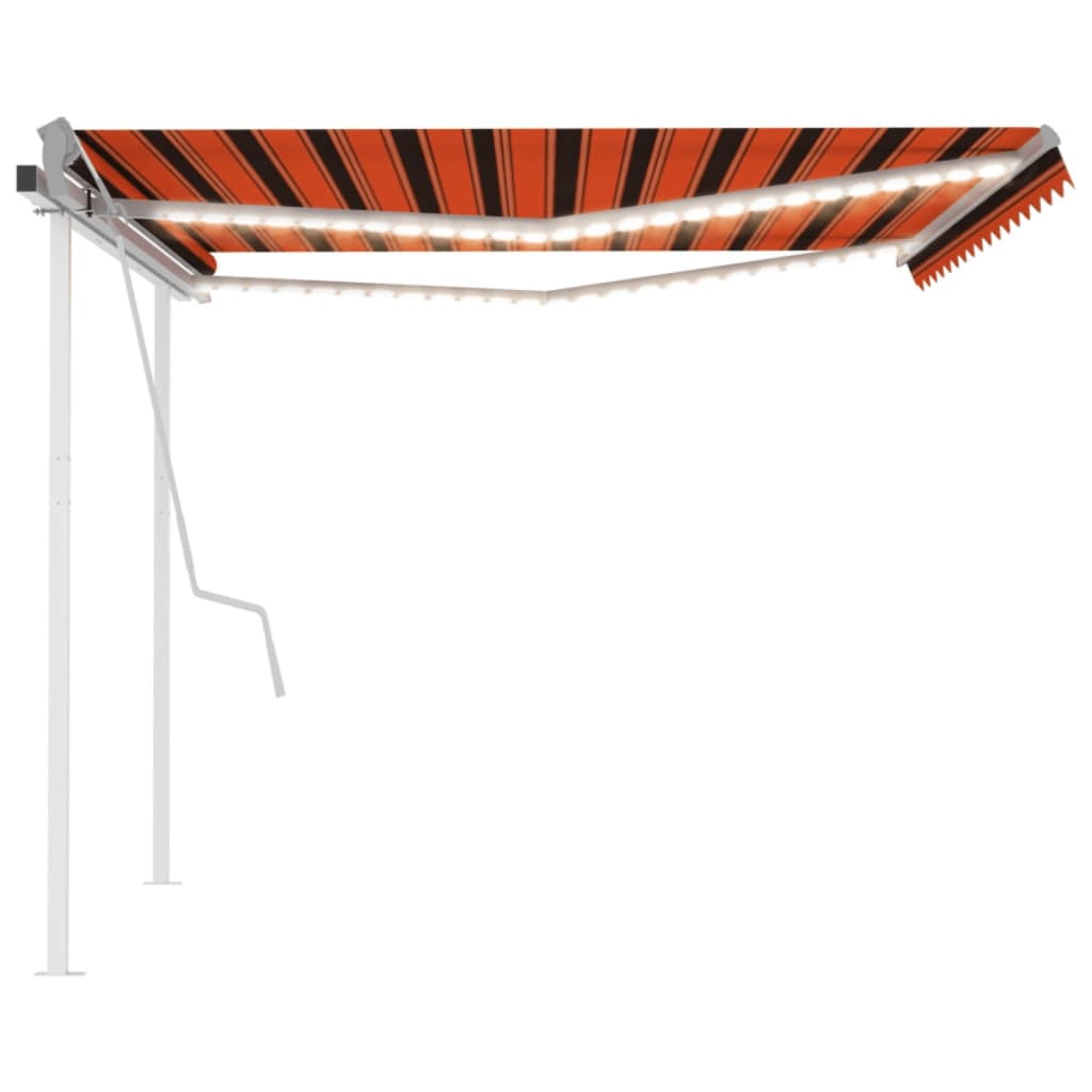 vidaXL Markise Manuell Einziehbar mit LED 4x3 m Orange Braun