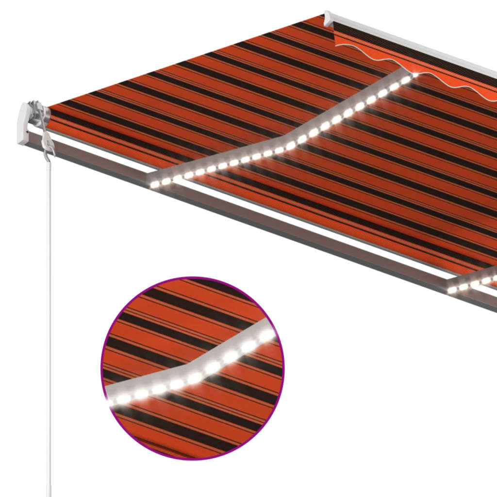 vidaXL Markise Manuell Einziehbar mit LED 4x3 m Orange Braun