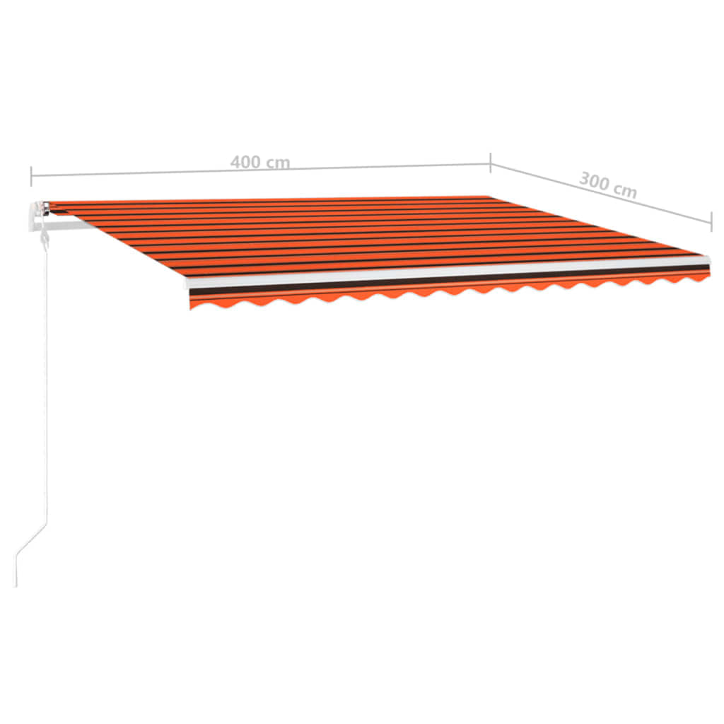 vidaXL Markise Manuell Einziehbar mit LED 4x3 m Orange Braun