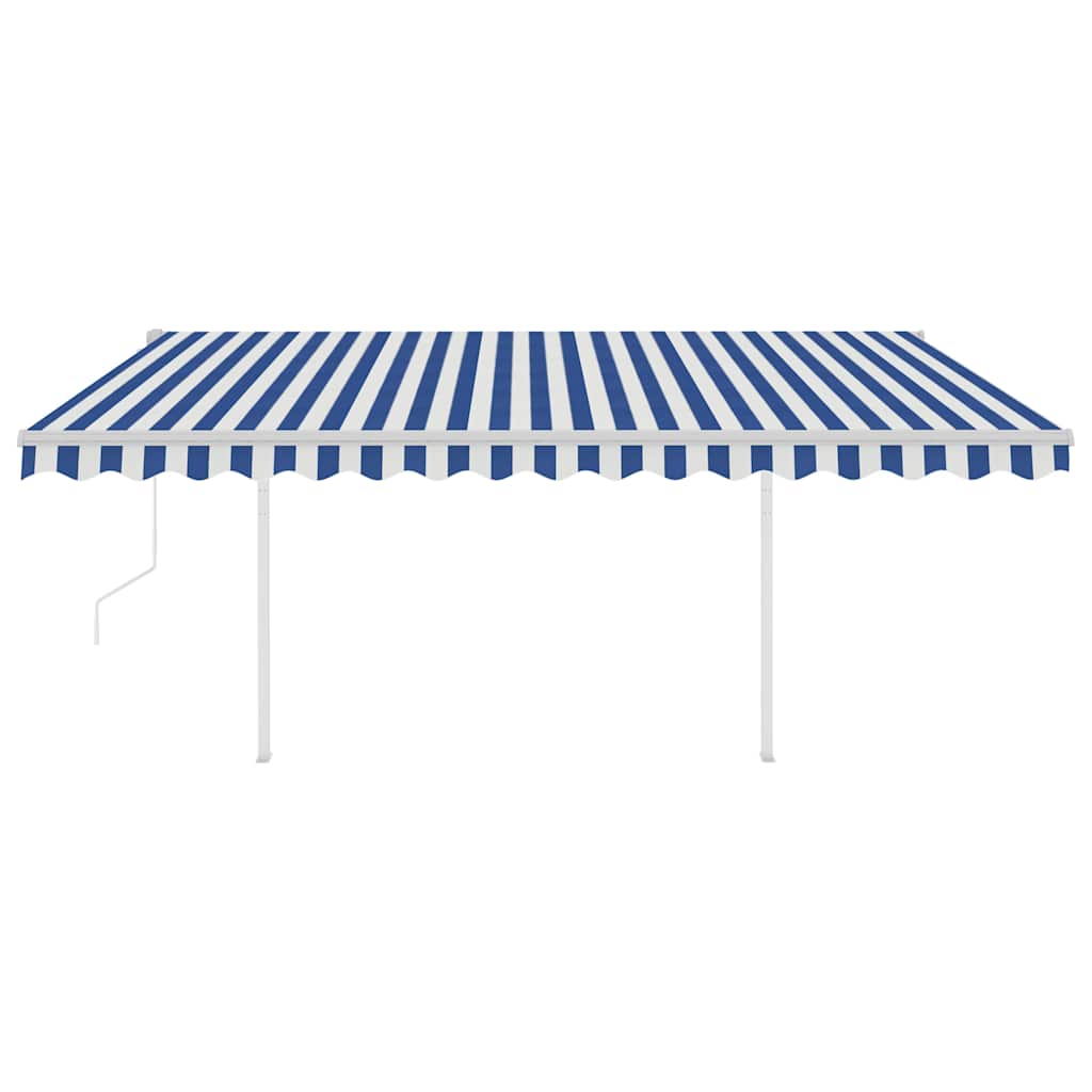 vidaXL Auvent rétractable automatique avec poteaux 4x3 m Bleu et blanc