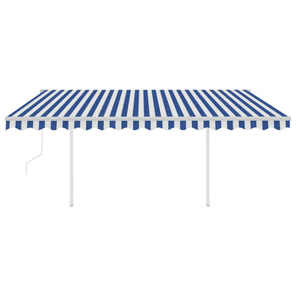 vidaXL Auvent rétractable automatique avec poteaux 4x3 m Bleu et blanc