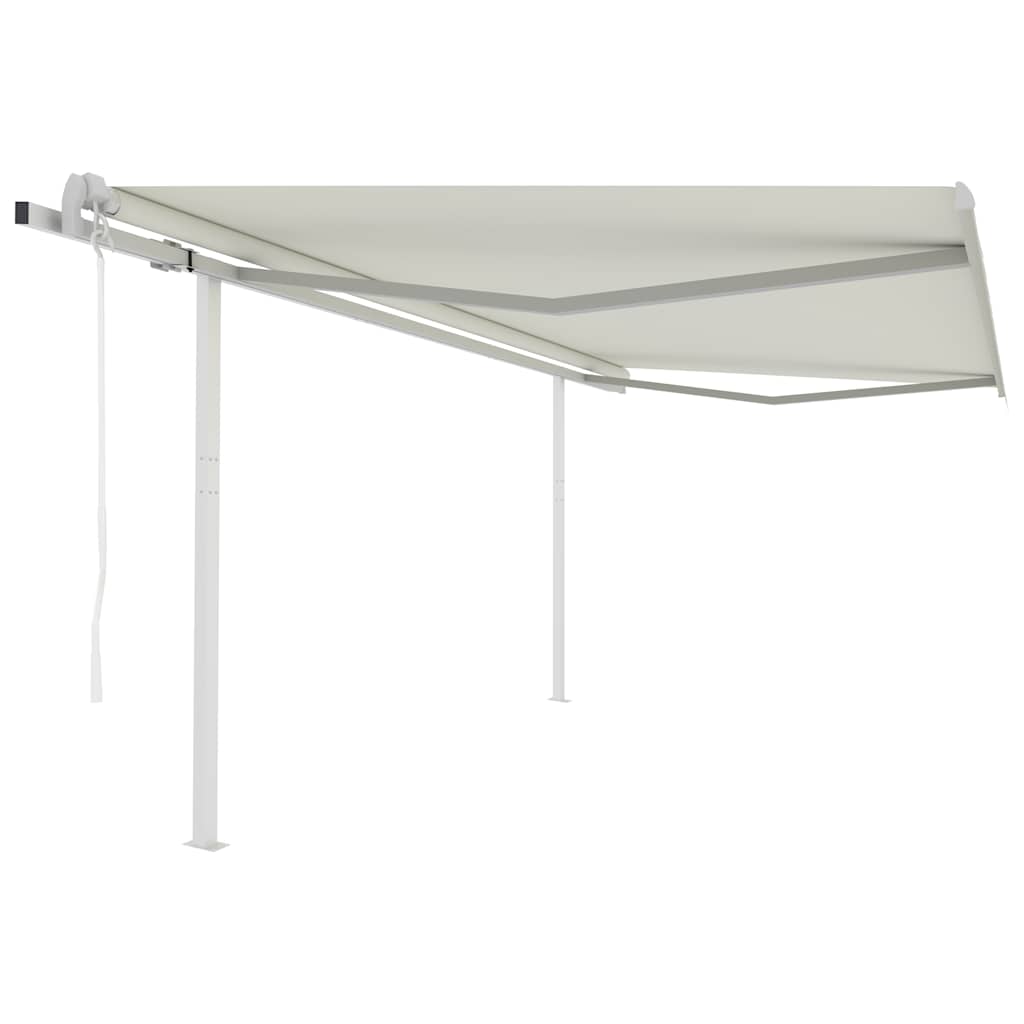 vidaXL Store banne rétractable avec poteaux 4x3 m Crème