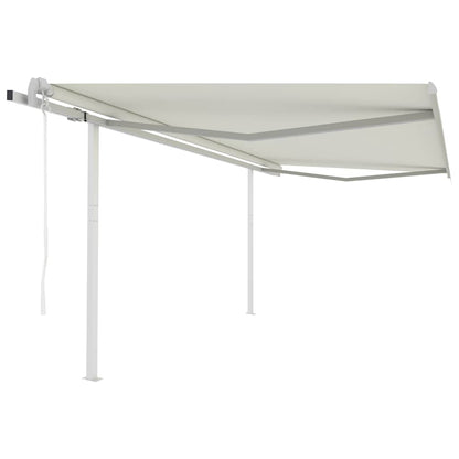 vidaXL Store banne rétractable avec poteaux 4x3 m Crème