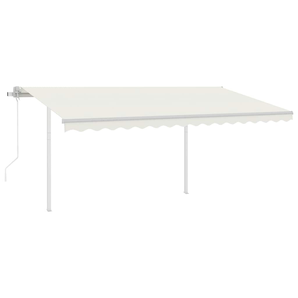vidaXL Store banne rétractable avec poteaux 4x3 m Crème