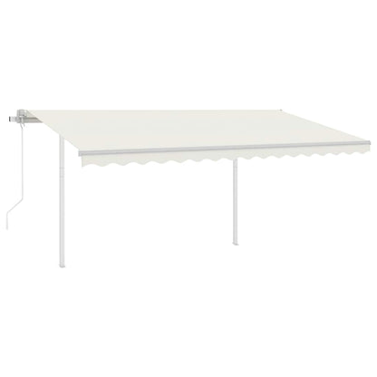 vidaXL Store banne rétractable avec poteaux 4x3 m Crème