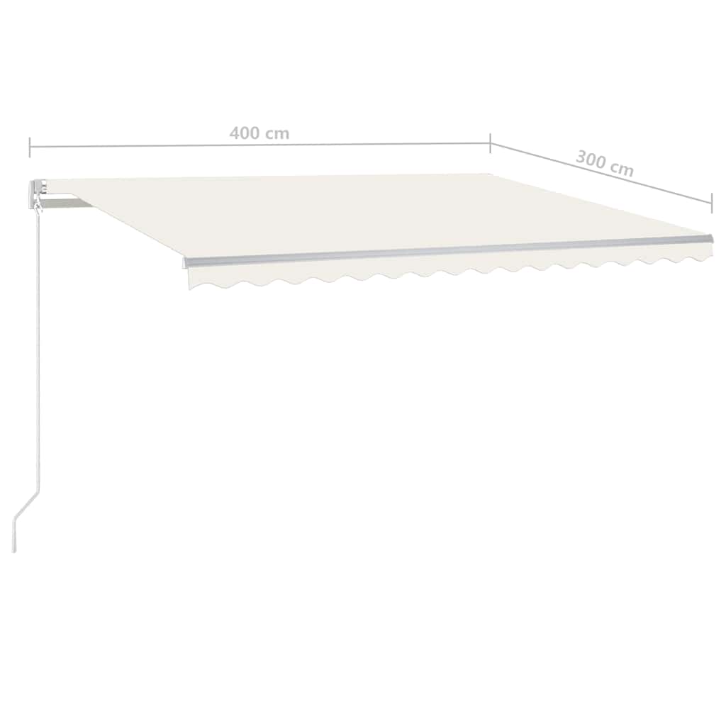 vidaXL Store banne rétractable avec poteaux 4x3 m Crème