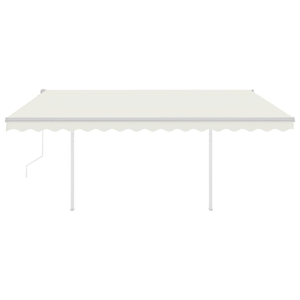vidaXL Store banne rétractable avec poteaux 4x3 m Crème
