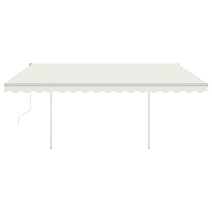 vidaXL Store banne rétractable avec poteaux 4x3 m Crème