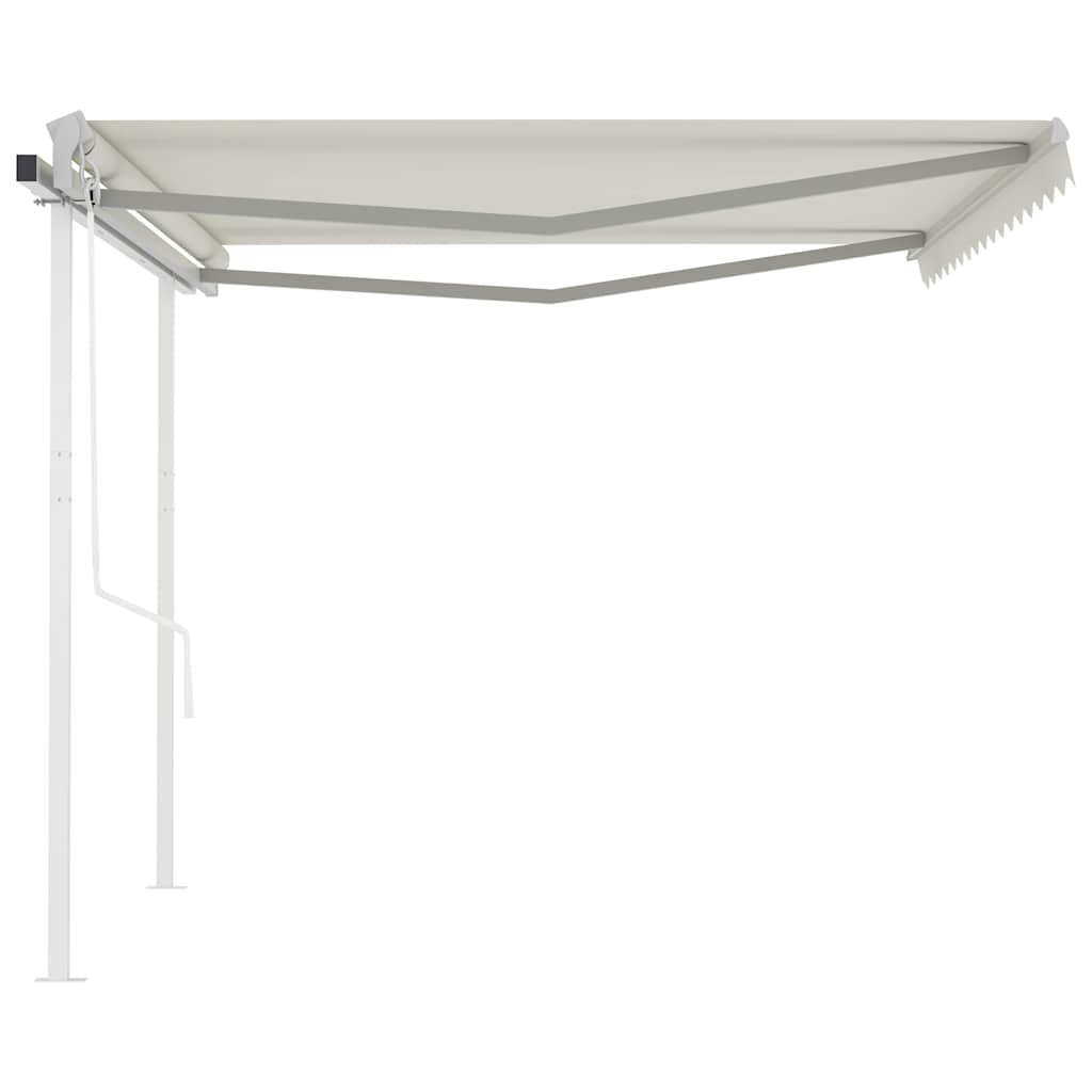 vidaXL Store banne rétractable avec poteaux 4x3 m Crème