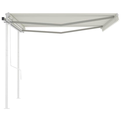 vidaXL Store banne rétractable avec poteaux 4x3 m Crème