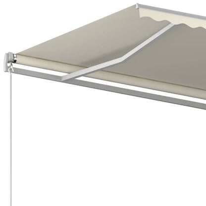 vidaXL Store banne rétractable avec poteaux 4x3 m Crème