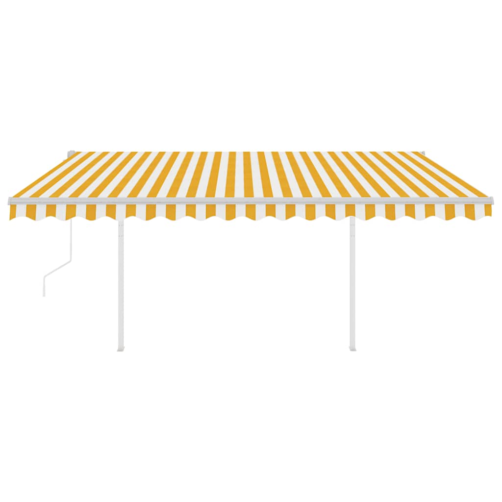Store latéral vidaXL rétractable automatique avec poteaux 4x3 m jaune et blanc