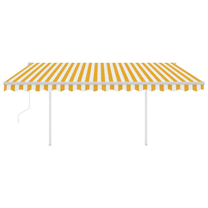 Store latéral vidaXL rétractable automatique avec poteaux 4x3 m jaune et blanc